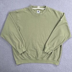 VTG Adidas Pique Knit Crewneck Sweatshirt Men XL Green Embroidered Logo Y2K